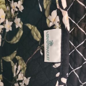 Vera Bradley Black Floral Quilted Tote with White Blossoms